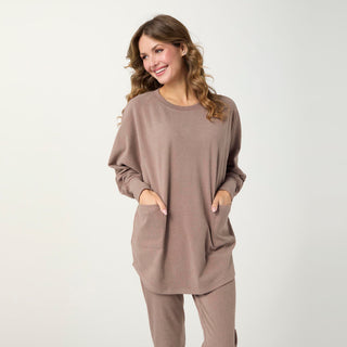 Weekend Brushed Zipper Back Long Sleeve Top
