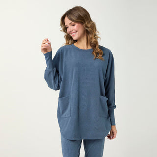 Weekend Brushed Zipper Back Long Sleeve Top