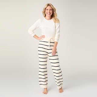 Laidback Luxe Drawstring Pants - Black Stripe