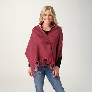 Franca Reversible Button Front Wrap - Red/Purple/Wine