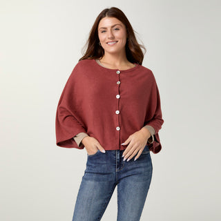 Lightweight Brushed Wrap with Buttons - Rust
