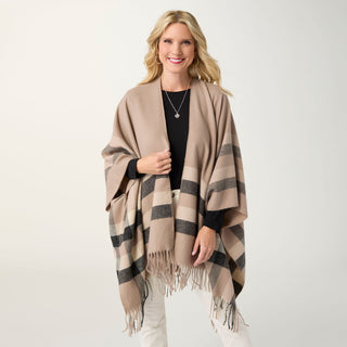 Teagan Striped Lurex Wrap - Taupe