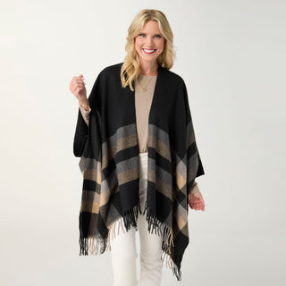 Teagan Striped Lurex Wrap - Black