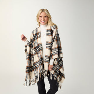 Harrison Plaid Wrap - Black/Cream/Spice