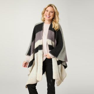 Arden Supersoft Stripe Wrap - Grey/Black/Charcoal