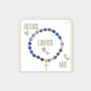 Jesus Loves Me Bracelet - Lapis Blue