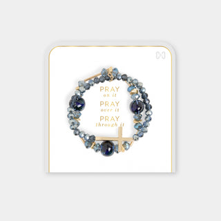 Pray on it, Pray over it, Pray through it Bracelet - Dark Blue