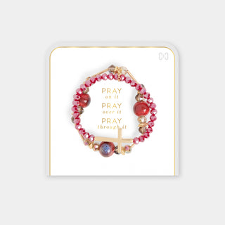 Pray on it, Pray over it, Pray through it Bracelet - Red