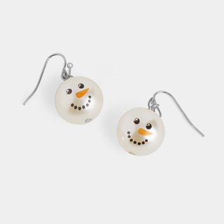 Snowman Pearl Pop Earrings - Silver