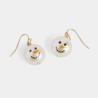 Snowman Pearl Pop Earrings - Gold