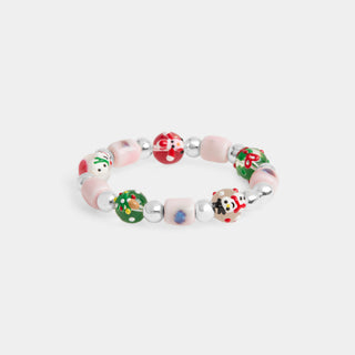 Painted Bead Blush Bracelet - Silver
