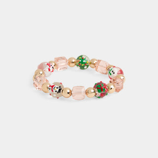 Painted Bead Blush Bracelet - Gold