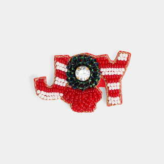 Holiday Beaded Brooch - Joy