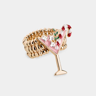 Holiday Martini Stretch Ring - Gold