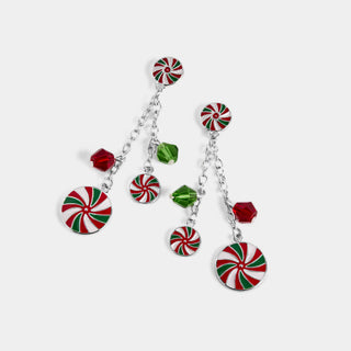 Peppermint Swirls Earrings - Red/Green