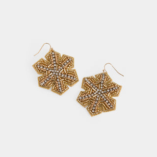 Shimmering Snowflake Earrings - Gold