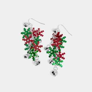 Sequin Snowflakes Earrings - Red/Green