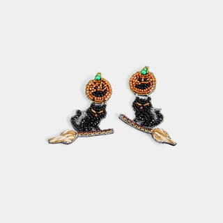 Witch Cat Earrings - Black