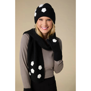 Crochet Flower Gloves - Black