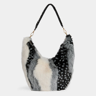 Galyna Faux Fur Hobo - Black/White