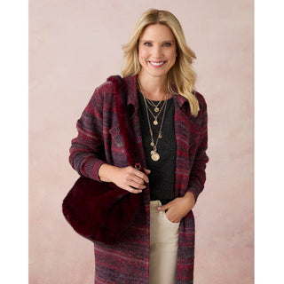 Corinna Faux Fur Shoulder Bag - Merlot