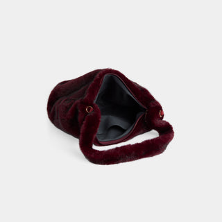 Corinna Faux Fur Shoulder Bag - Merlot