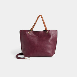 Ayesha Mini Tote w/ Braided Handle - Merlot