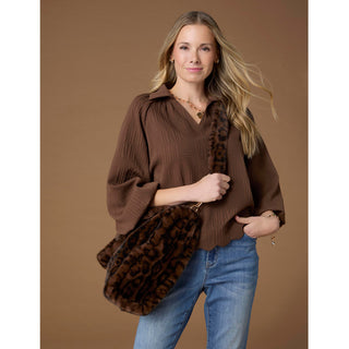 Brooke Faux Fur Leopard Large Tote - Leopard