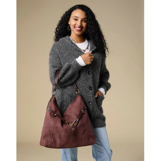Fairlee Hobo w/ Belt Strap - Merlot