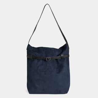 Faux Suede Bucket Bag - Midnight Blue