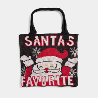 Santa's Favorite Knit Shopper Tote - Black