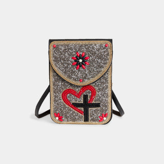 Artisan Beaded Crossbody - Red Heart Cross