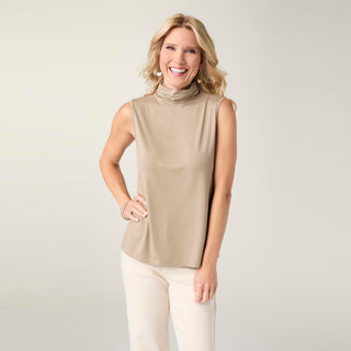 Soft Landing Sleeveless Turtleneck - Taupe