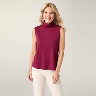 Soft Landing Sleeveless Turtleneck - Rich Wine