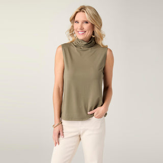 Soft Landing Sleeveless Turtleneck - Dusty Olive