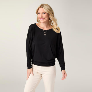 Soft Landing Dolman Sleeve Top - Black