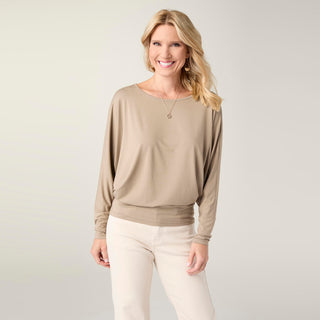 Soft Landing Dolman Sleeve Top - Taupe