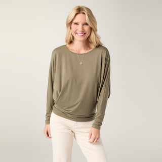 Soft Landing Dolman Sleeve Top - Dusty Olive