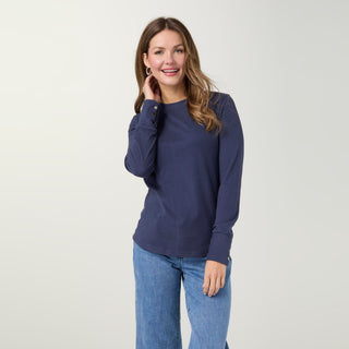 Alexis Super Soft Top with Snap Cuff - Navy