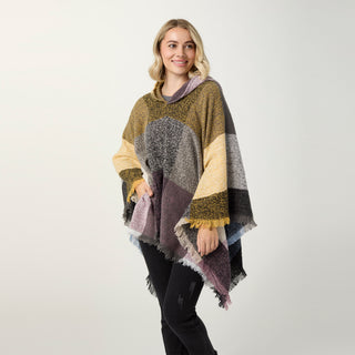Copacabana Hooded Poncho - Amber Gold/Plum/Grey