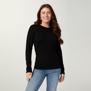 Ultra-Lush Seamless Ribbed Crew Neck Top - Black