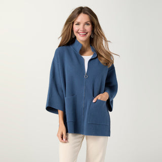 Heavenly-Luxe Zip Cardigan with Pockets - Stellar Blue