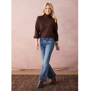 Heavenly-Luxe Textured Knit Turtleneck Sweater - Spice