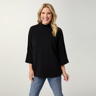 Heavenly-Luxe Stitch Detail Funnel Neck Sweater - Black