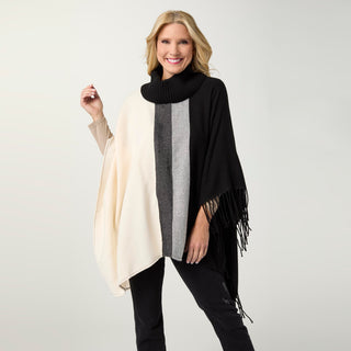 Martina Turtleneck Poncho - Black/Winter White