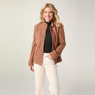 Pavia Lightweight Faux Suede Jacket - Camel