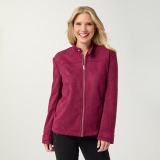 Pavia Lightweight Faux Suede Jacket - Rich Wine