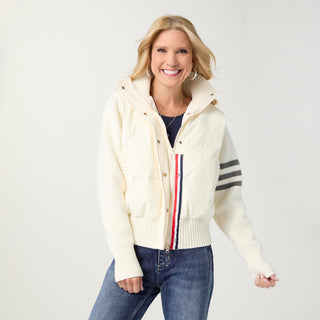 Bavaria Down Puffer Jacket with Sweater Sleeve - Winter White