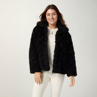 Caldonia Curly Faux Lamb Jacket - Black