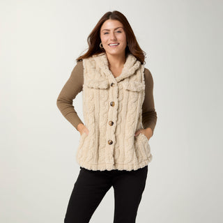 Andi Hooded Vest with Pockets - Doeskin